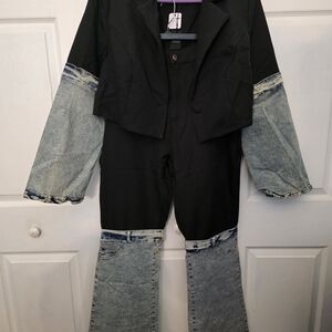 Fashion Nova Black and Denim Jumpsuit